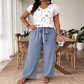 Casual jumpsuit met wijde pijpen en print, inclusief riem, voor dames