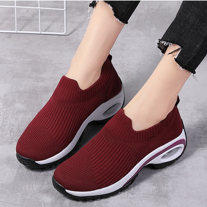 Dames hardloopschoenen van gebreid mesh met instapmodel