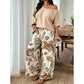 Tweedelige set voor dames: top met blote schouders en broek met print