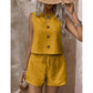 Mouwloze tanktop met knoopsluiting en korte broek voor dames