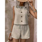 Mouwloze tanktop met knoopsluiting en korte broek voor dames