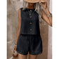 Mouwloze tanktop met knoopsluiting en korte broek voor dames