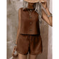 Mouwloze tanktop met knoopsluiting en korte broek voor dames