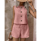 Mouwloze tanktop met knoopsluiting en korte broek voor dames