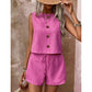 Mouwloze tanktop met knoopsluiting en korte broek voor dames