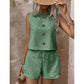 Mouwloze tanktop met knoopsluiting en korte broek voor dames