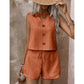 Mouwloze tanktop met knoopsluiting en korte broek voor dames