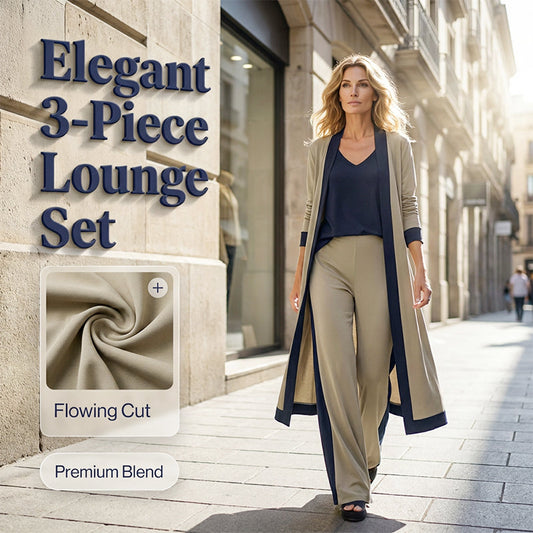 3-delige damesoutfit: set met vest, broek en vest in contrasterende kleuren