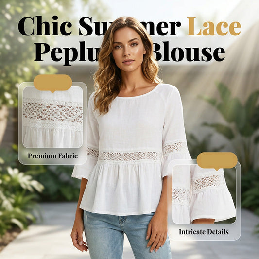 Damesblouse met ruches aan de mouwen en peplum