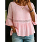 Damesblouse met ruches aan de mouwen en peplum