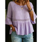 Damesblouse met ruches aan de mouwen en peplum