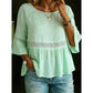 Damesblouse met ruches aan de mouwen en peplum