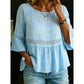 Damesblouse met ruches aan de mouwen en peplum