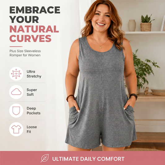 👗 TIJDELIJKE AANBIEDING: 50% KORTING! 💥 Mouwloze jumpsuit voor dames in grote maten met zakken – soepel vallend, comfortabel, veelzijdig ✨