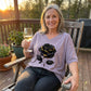 Dames-T-shirt met V-hals en rozenprint in grote maten