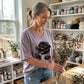 Dames-T-shirt met V-hals en rozenprint in grote maten