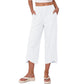 Casual, ruimvallende cropped broek met wijde pijpen voor dames