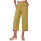 Casual, ruimvallende cropped broek met wijde pijpen voor dames