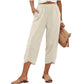 Casual, ruimvallende cropped broek met wijde pijpen voor dames