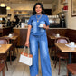Casual denim set van 2-delig voor dames: top en broek