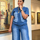 Casual denim set van 2-delig voor dames: top en broek