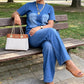 Casual denim set van 2-delig voor dames: top en broek