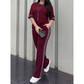 Casual tweedelige loungeset voor dames met streepjesmotief