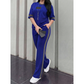 Casual tweedelige loungeset voor dames met streepjesmotief