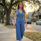 Zomerse mouwloze jumpsuit met knoopsluiting voor dames