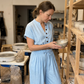 Damesmode: zomerse, effen, loszittende set met knopen