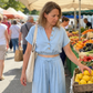 Damesmode: zomerse, effen, loszittende set met knopen