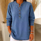 Losvallend denimshirt met V-hals voor dames