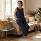 Set bestaande uit een asymmetrische top en een broek met wijde pijpen voor dames