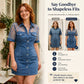 Dames mode sheer lace denim minijurk
