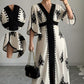 Elegante maxi-jurk met V-hals en print voor dames