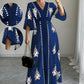 Elegante maxi-jurk met V-hals en print voor dames