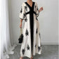 Elegante maxi-jurk met V-hals en print voor dames