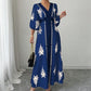 Elegante maxi-jurk met V-hals en print voor dames