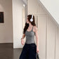 G geribbeld crop-tanktop met racerback