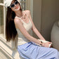G geribbeld crop-tanktop met racerback