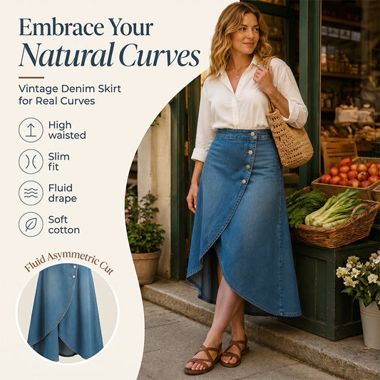 💙🔥Hoge taille, asymmetrische denimrok voor dames – Een moeiteloze vintage stijl