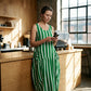 Gestreepte mouwloze maxi-jurk voor dames