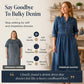 Maxijurk van denim met knopen voor dames in grote maten