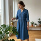 Maxijurk van denim met knopen voor dames in grote maten