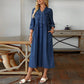 Maxijurk van denim met knopen voor dames in grote maten