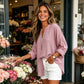 Casual effen damesblouse met V-hals