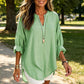 Casual effen damesblouse met V-hals