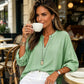 Casual effen damesblouse met V-hals