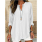 Casual effen damesblouse met V-hals