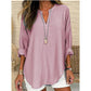 Casual effen damesblouse met V-hals